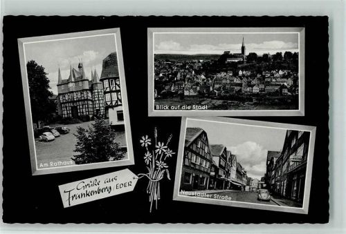 Frankenberg Am Rathaus Blick auf die Stadt Neustädter Straße VW-Käfer 3-Bildaufnahme