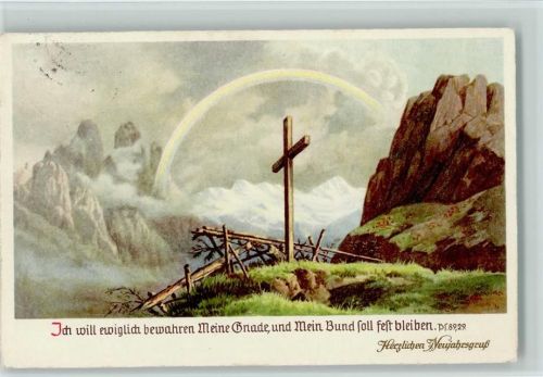 1936 Neujahr - Christlicher Psalm - Kreuz auf dem Berg