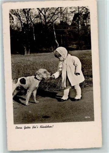 Etwas Gutes fürs Hündchen 1937 Foto AK