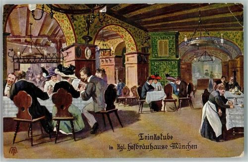 München Künstlerkarte Nr. 628 Huber - Trinkstube 1912 AK