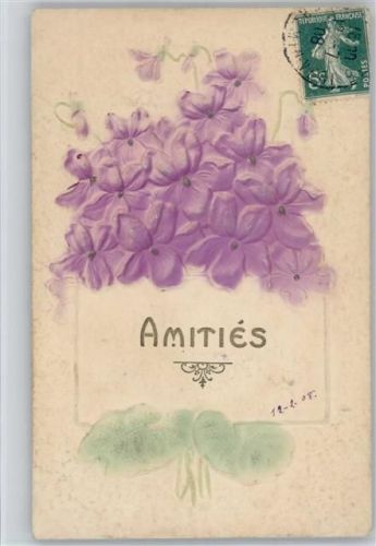 1908 Relief-Druck - Amities - Veilchen