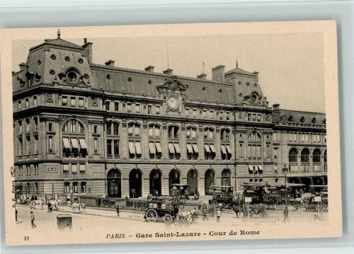 Paris Gare Saint-Lazare , Kutschen, Pferde 1905 AK Bahnhof
