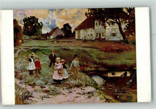 Serie XXIY, 5 von H. König - Kinder auf der Wiese AK Gute Erhaltung