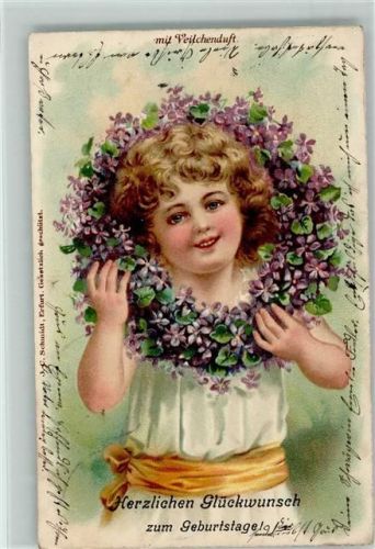 1906 Veilchendurft - Mädchen mit einem Blumenkranz, Geburtstag