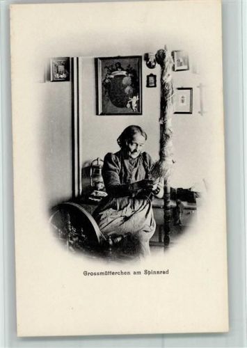 Großmutter am Spinnrad , 1910 gute Erhaltung