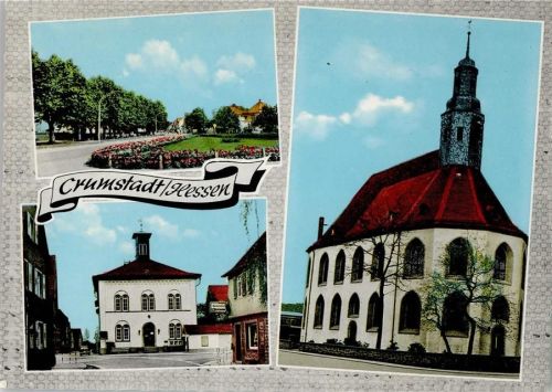 Crumstadt Ortsansichten Kirche Park 3-Bildaufnahme