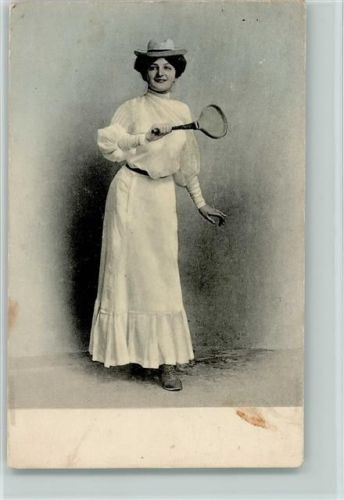 Frau mit Tennisschläger 1909 AK Mode