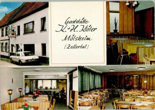 Mölsheim Gaststätte K. und H. Klöter Innenaufnahmen Gastraum 4-Bildaufnahme
