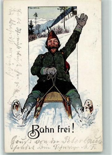 1906 Bahn frei - Schlittenfahrt - Wintersport Nr. 4 AK