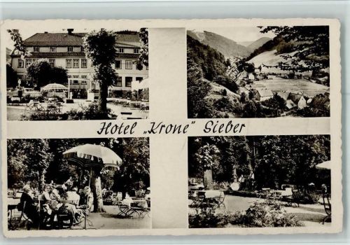 Sieber 1955 Hotel Krone und Teilansicht AK