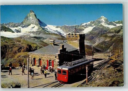 Zermatt Station Gornergrat mit Matterhorn und Dent Blanche
