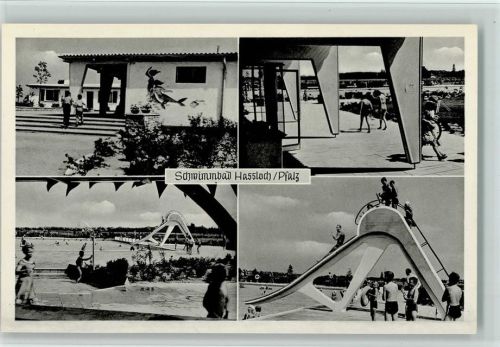 Haßloch 1960 Schwimmbad, sehr gute Erhaltung AK