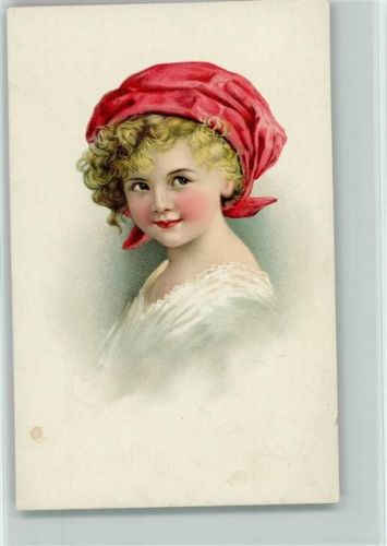 Serie 1792 Kinderporträt - Mädchen mit blonden Locken und einem rotem Kopftuch