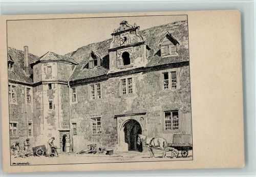 Kassel Im Marstall Pferdekutsche sign. Otto Ubbelohde