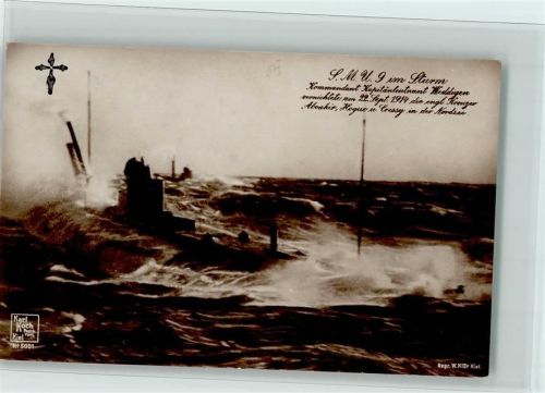 Foto Karl Koch 5001- U-9 im Sturm, gute Erhaltung U-Boot