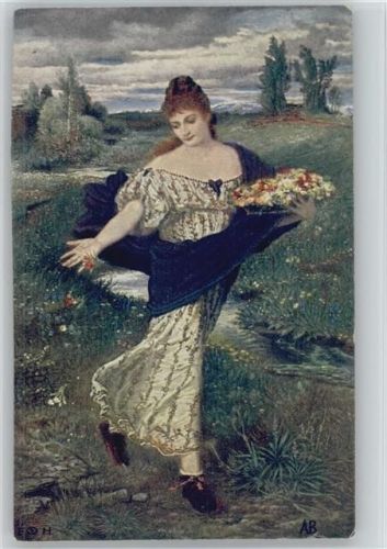 Flora - Glamour Frau streut Blumen
