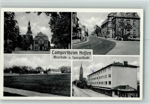 Lampertheim 1953 Sportplatz, Straßen, Lotto Hess AK Gute Erhaltung