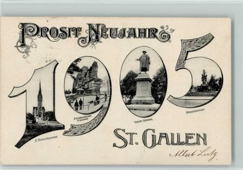 St. Gallen 1904 Neujahr 1905 Jahreszahl AK