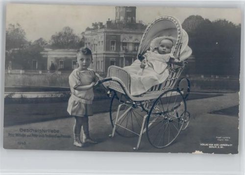 Geschwisterliebe - Prinz Wilhelm und Prinz Louis Ferdinand im Kinderwagen Verlag Liersch 1948 AK