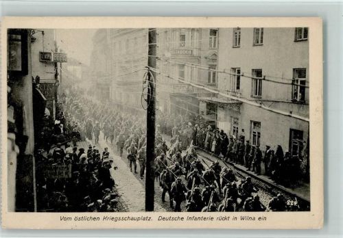 Wilna Vilnius Infanterie rückt in Wilna ein - Kriegsphotograph Kühlewind Nr. 224 - östlicher Kriegsschauplatz Deutsches Heer WK I 1916