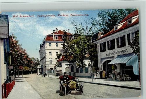 W8230 Bad Reichenhall Photochromiekarte Nr. 243 - Kurhaus, Automobil, AK Herpich Martin 1919 Gebrauchsspuren