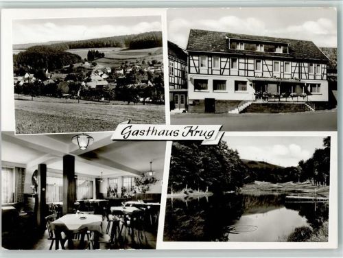 Grebenau Gasthaus Krug Innenaufnahme Gastraum Ortsansicht See 4-Bidlaufnahme