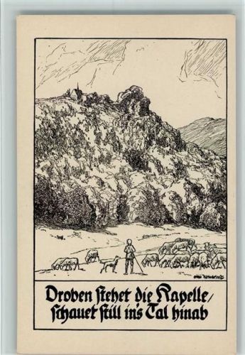 Deutsche Volkslieder "Droben stehet die Kapelle" sehr gute Erhaltung AK Ubbelohde, O. Künstlerkarte