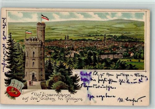 Göttingen 1909 Bismarckturm auf dem Hainberg Wappen