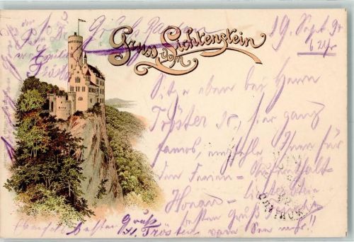 72805 W7414 Lichtenstein , Württ 1894 Lithographie Schloss Lichtenstein Vorläufer