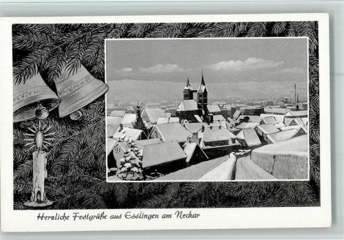 Esslingen 1952 Weihnachten - Glocken, Tannenzweige, Winter , gute Erhaltung AK