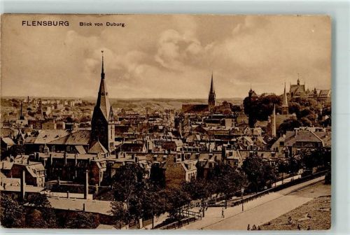 Flensburg 1911 Blick von Duburg