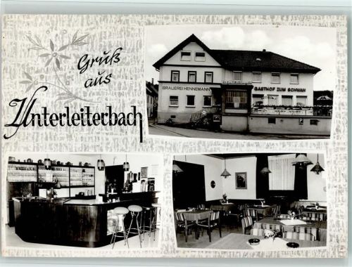 W8619 Unterleiterbach , Oberfr Brauerei und Gasthof Hennemann, Innenansicht, Bartresen, Brauerei Foto AK