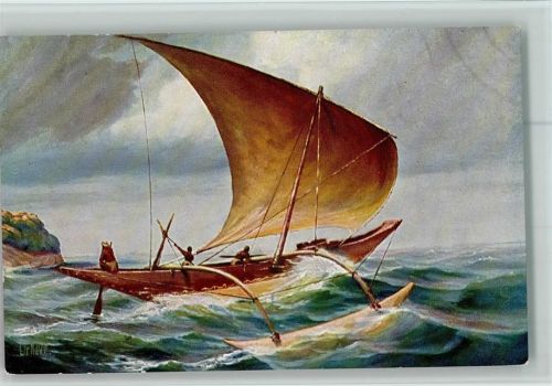 Karte Nr. 161 AK Segelboot mit Ausleger