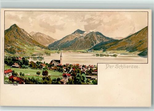 W8162 Schliersee Lithographie sign Strützel, O.