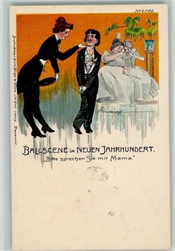 1899 Nr. 6099 - Ballczene im Neuen Jahrhudnert - Tanzstunde - sign Kleinhempel