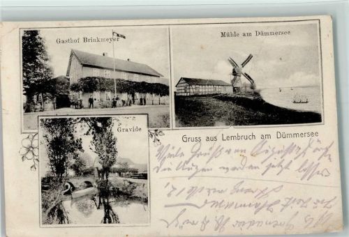 Lembruch 1915 Gasthof Brinkmeyer, Mühle am Dümmersee , Gravide , Eckknick