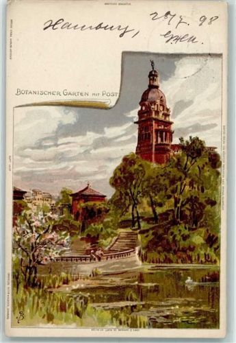 Hamburg 1898 Botanischer Garten mit Post AK