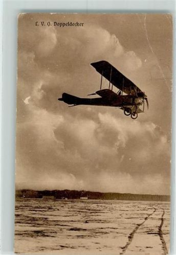 Doppeldecker AK Sanke, Flugzeug 1917 Gebrauchsspuren