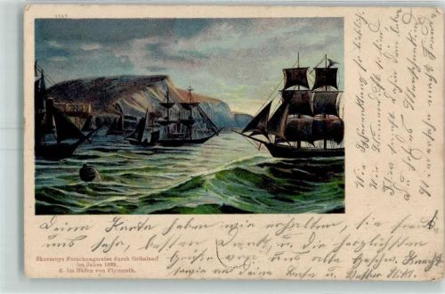 Plymouth 1902 Skoreabys Forscgungsreise durch Grönland 1822 Hafen Schiffe Segelschiff