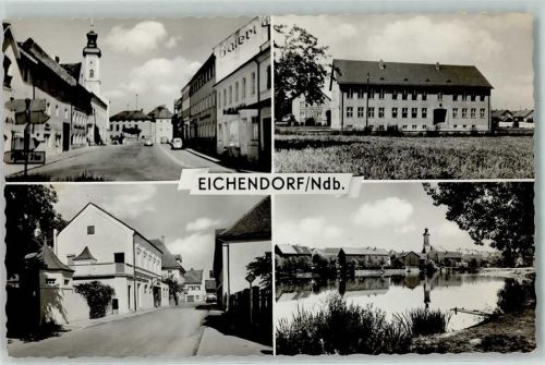 94428 W8383 Eichendorf , Niederbay - Dorfstraße Teich Kirche