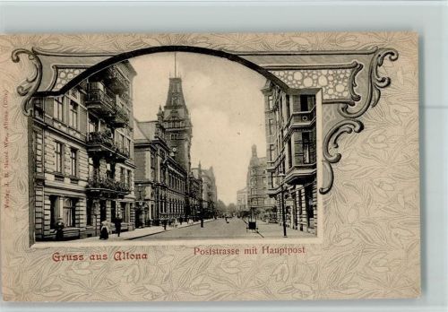 Altona Poststrasse mit Hauptpost Schmuckrahmen