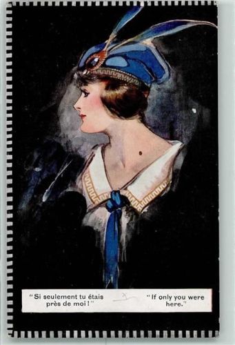 sign Barribal Lady in blue Mode Verlag Florence House Artistique Serie 1729 AK