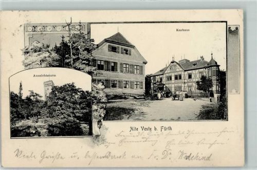 90513 W8502 Zirndorf , Mittelfr 1907 - Alte Veste Burg Ferch Aussichtsturm Kurhaus Fahrrad