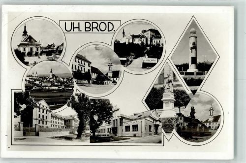 Uhersky Brod Kirche Turm Brunnen Gasthaus