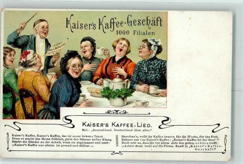 Kaisers Kaffee Lied Jugendstil AK Kaffeewerbung 1899 Lithographie