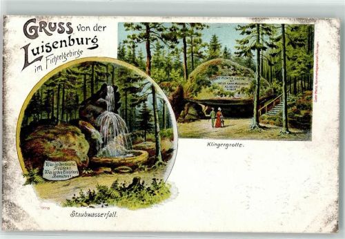 95632 W8592 Luisenburg Lithographie Staubwasserfall Klingergrotte