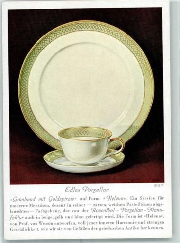 Selb Rosenthal Porzellanfabrik Grünband mit Goldspirale
