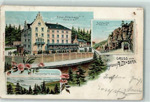 Hotel Altenberg Schlucht Nebelmeer Lithgraphie