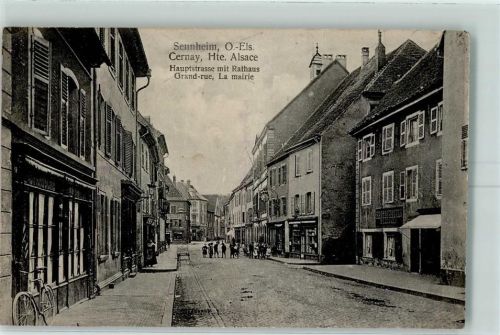 68700 Cernay Sennheim 1915 - Grand-rue , La mairie Rathaus AK