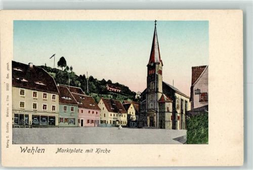 01829 O8306 Wehlen Stadt AK mit Goldfenster Marktplatz Stadtkirche